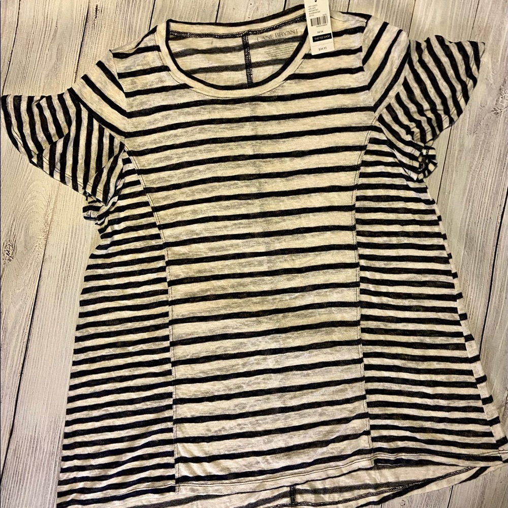NWT Lane Bryant Navy/White Stripe Top Size 14/16